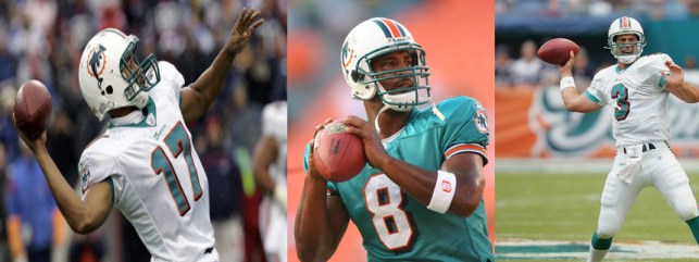 MIAMI - AUGUST 12:  Quarterback Daunte Culpepper #8 of the Miami Dolphins warms-up for the game against the Jacksonville Jaguars at Dolphin Stadium on August 12, 2006 in Miami, Florida. The Jaguars won 31-26.  (Photo by Doug Benc/Getty Images)